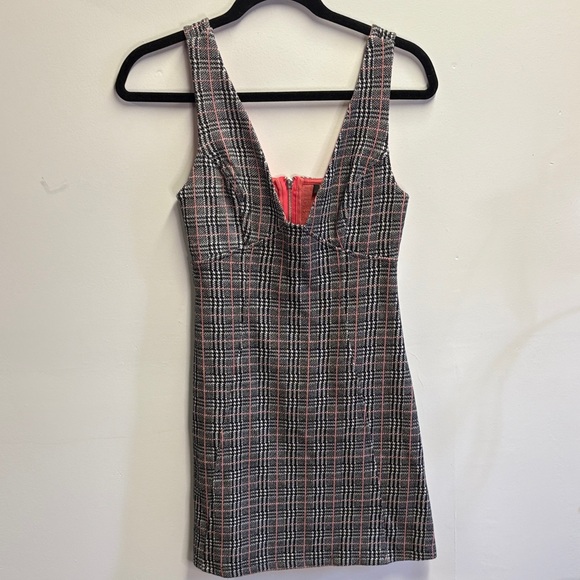 Topshop Mini Pinafore Checked Dress/ Size 4 - Picture 1 of 8